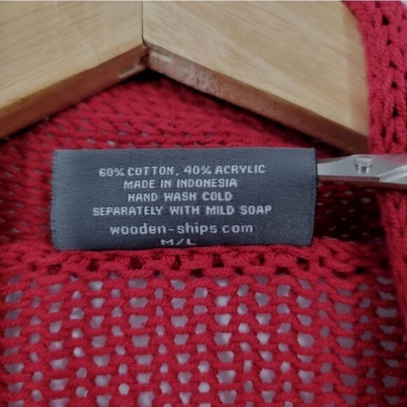 Wooden Ships Paola Buendia Cotton Wrap Cardigan in Brick Red Size Medium/Large - Picture 6 of 8